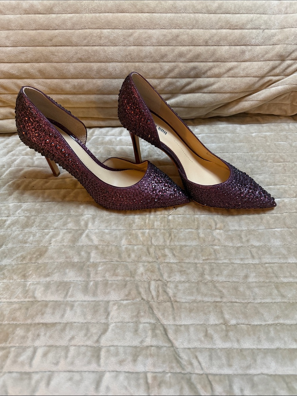 Gianni Bini Plum Crystal-Studded Pointed Pumps - Picture 3 of 7